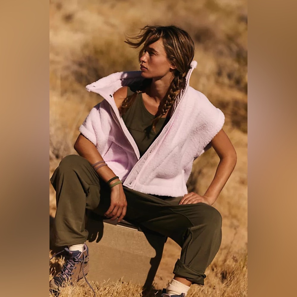 Free People Light Pink Scout It Out Fleece Vest